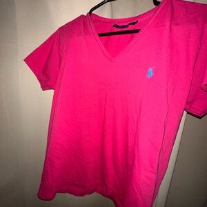 Polo Ralph Lauren women's pink V-neck short-sleeve t-shirt size large
